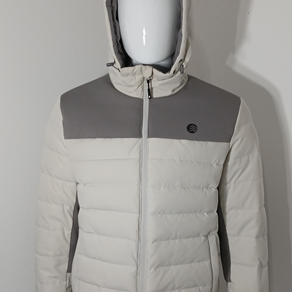 Men's Two-Tone Puffer Jacket with Hood